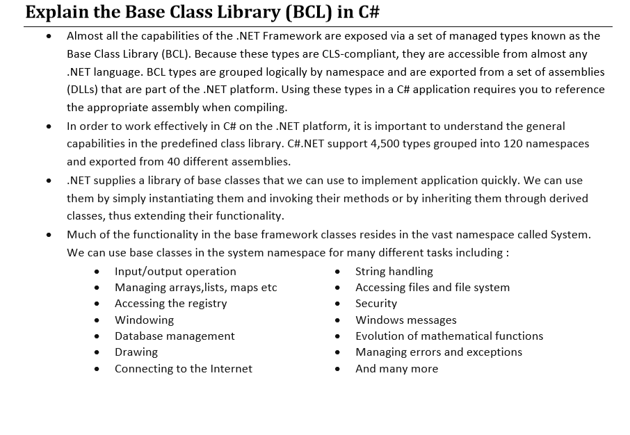 What is BCL (Base Class Library) in C# ?-bcl.png